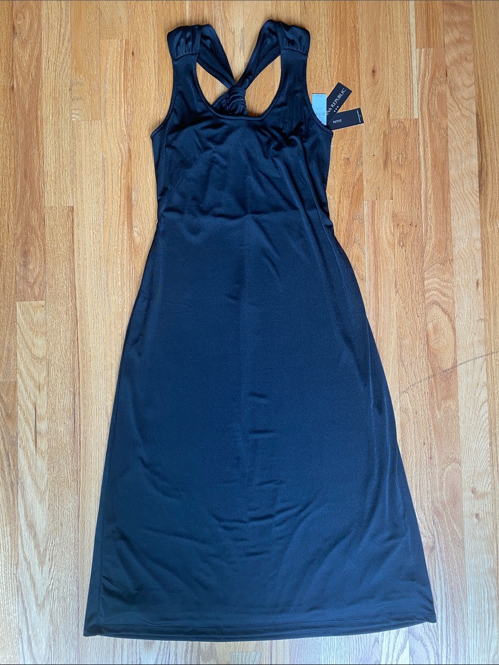 Banana Republic Black Sleeveless Maxi Dress with Knotted Racerback